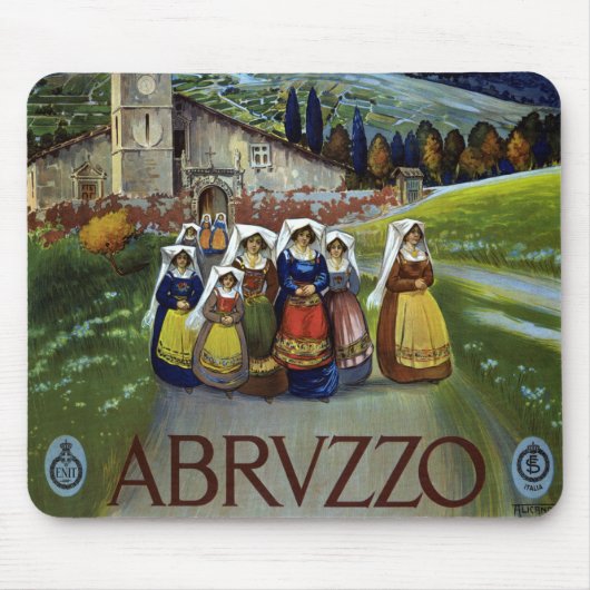Abruzzo Italië Vintage Travel Poster Kunst met Vro Muismat (Voorkant)