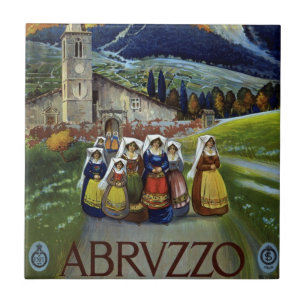 Abruzzo Italië Vintage Travel Poster Kunst met Vro Tegeltje