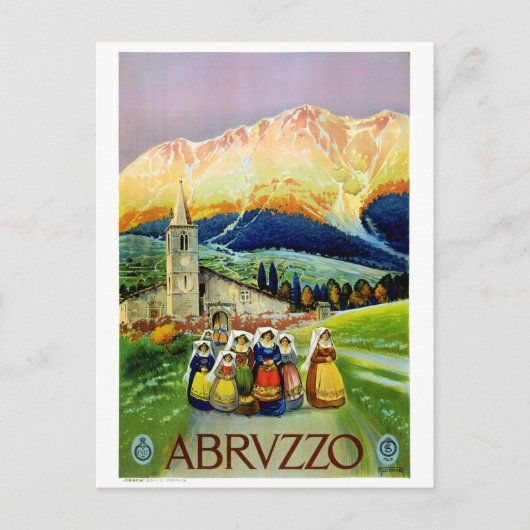 Abruzzo Vintage Travel Poster teruggezet Briefkaart (Voorkant)