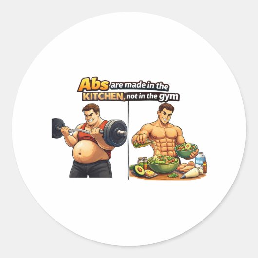 Abs Are Made in the Kitchen Dinner Plate Ronde Sticker (Voorkant)