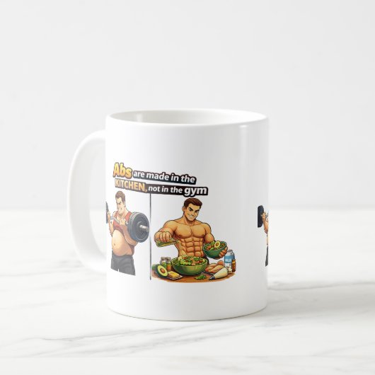 Abs Are Made in the Kitchen, Not in the Gym Mug Koffiemok (Voorkant links)