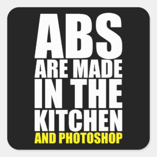 abs wordt gemaakt in de keuken en Photoshop - grap Vierkante Sticker