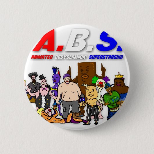 ABS WRESTLING!!! RONDE BUTTON 5,7 CM (Voorkant)