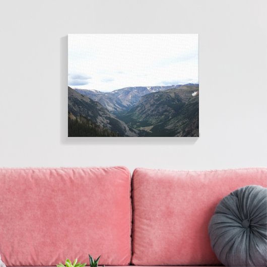 Absaroka-Beartooth Mountain Valley Kleur 11x14 Canvas Afdruk (Insitu (Woonkamer))