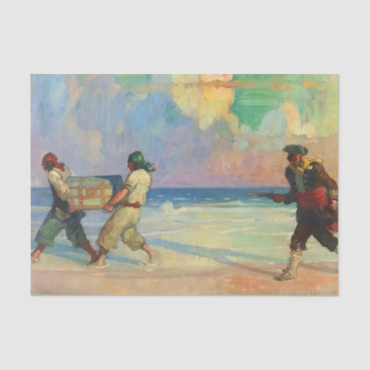 "Absconding with the Treasure" van NC Wyeth Tissuepapier (Voorkant)