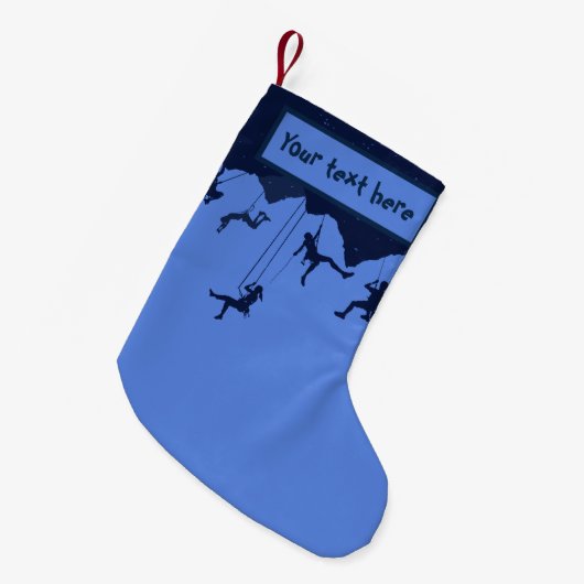 Abseiling Cool Blue Mountain Graphic Kleine Kerstsok (Voorkant (Hangend))