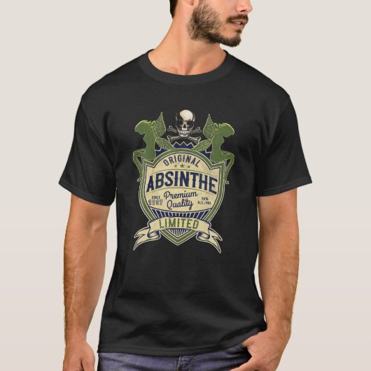 Absinth 1907, Alcohol, Fairy, Skull, Liqueur, Part T-shirt (Voorkant)