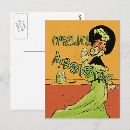 Absinthe 1890s Style Briefkaart (Voorkant / Achterkant)