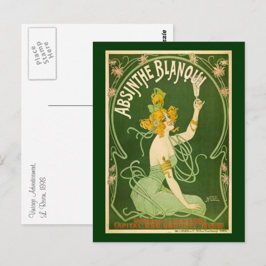  Absinthe Blanqui Advertisement Briefkaart (Voorkant / Achterkant)