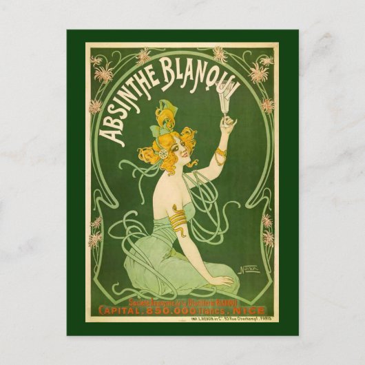  Absinthe Blanqui Advertisement Briefkaart (Voorkant)