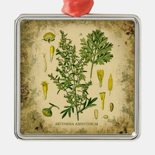 Absinthe Botanische Collage Metalen Ornament (Voorkant)