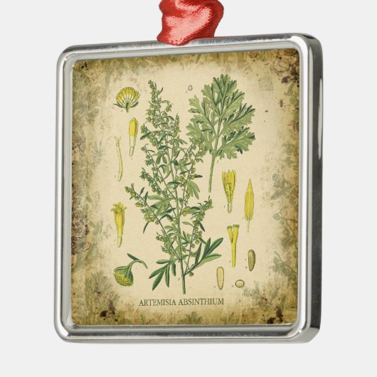 Absinthe Botanische Collage Metalen Ornament (Links)