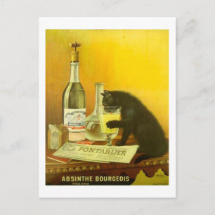 Absinthe Bourgeois en Cat Fine Vintage Poster Briefkaart