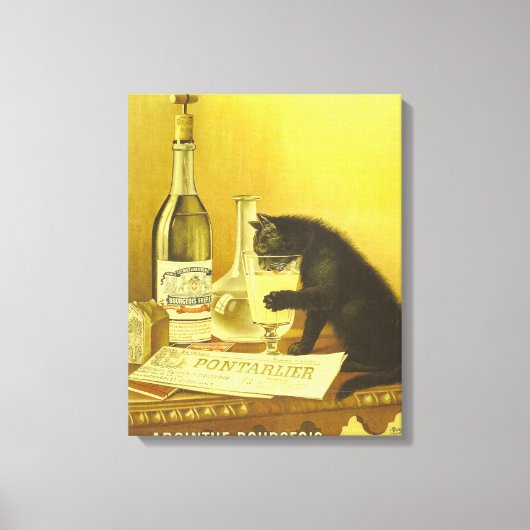 Absinthe Bourgeois en Cat Fine Vintage Poster Canvas Afdruk (Voorkant)