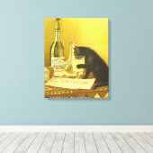 Absinthe Bourgeois en Cat Fine Vintage Poster Canvas Afdruk (Insitu (Houten vloer))