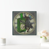 Absinthe Fairy - La Fée Verte - The Green Fairy Vierkante Klok (Huis)