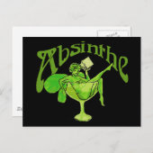 Absinthe Girl in Glass Briefkaart (Voorkant / Achterkant)