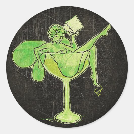 Absinthe Girl in Glass (geen tekst) Ronde Sticker (Voorkant)