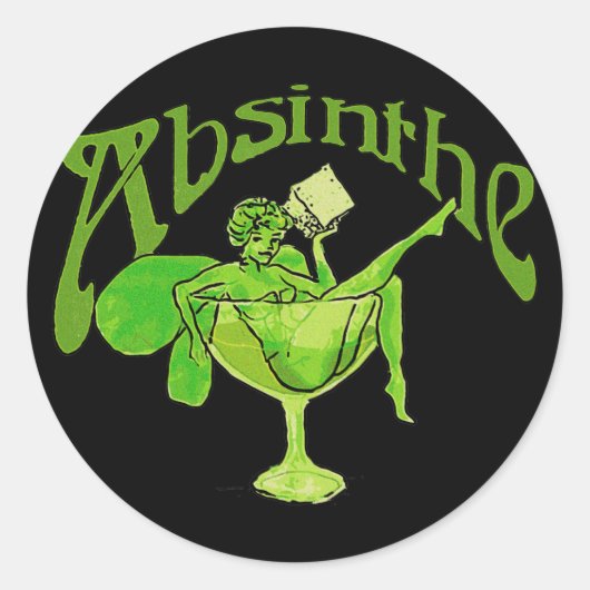 Absinthe Girl in Glass Ronde Sticker (Voorkant)