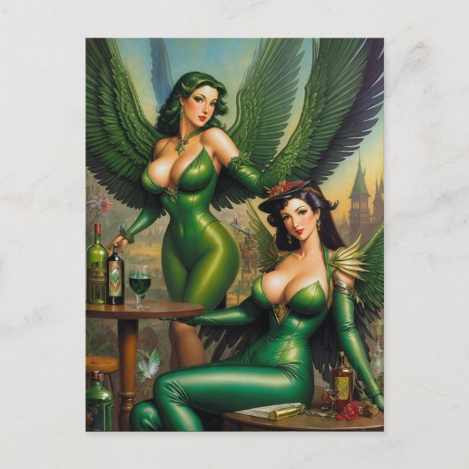 Absinthe Green Fairies Briefkaart (Voorkant)
