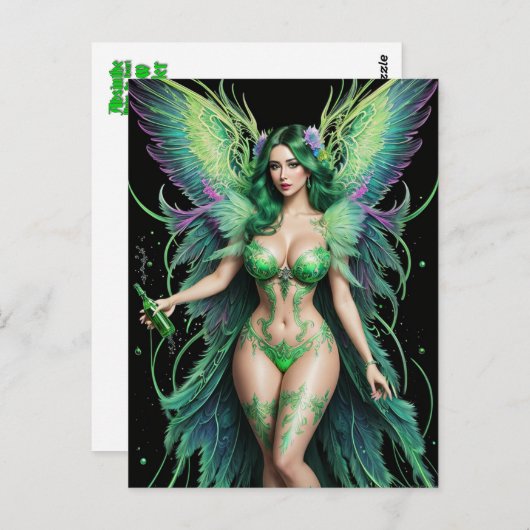 Absinthe Green Fairy Briefkaart (Voorkant / Achterkant)