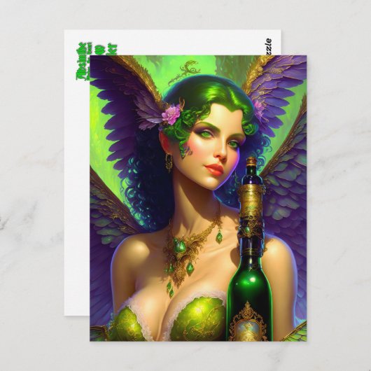 Absinthe Green Fairy Briefkaart (Voorkant / Achterkant)