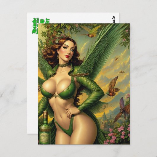 Absinthe Green Fairy Briefkaart (Voorkant / Achterkant)