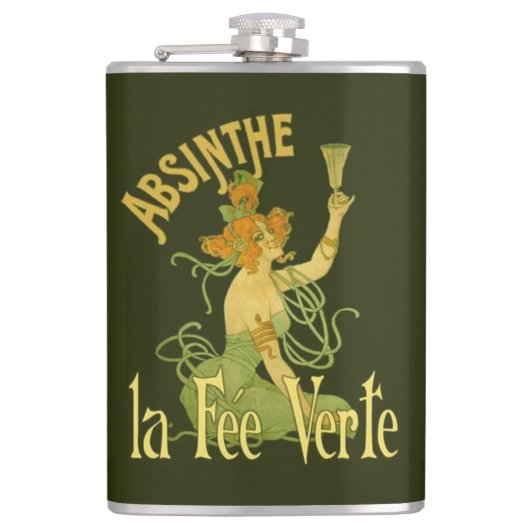 Absinthe Green Fairy La Fee Verte, Poster Steampun Heupfles (Voorkant)