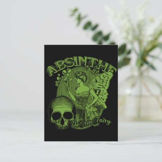 Absinthe Green Fairy Lady Briefkaart (Staand voorkant)