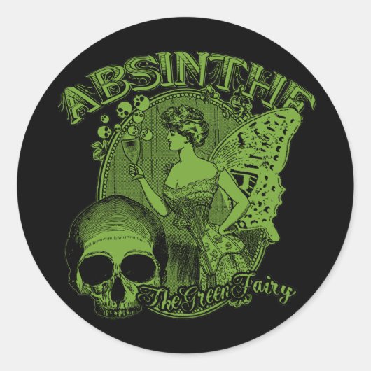 Absinthe Green Fairy Lady Ronde Sticker (Voorkant)