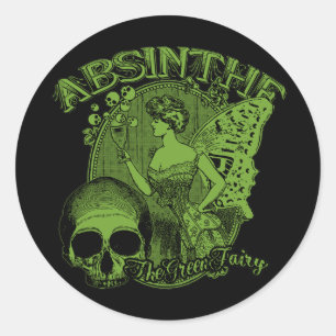 Absinthe Green Fairy Lady Ronde Sticker