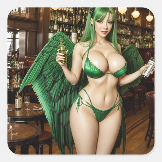 Absinthe Green Fairy Vierkante Sticker (Voorkant)