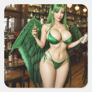 Absinthe Green Fairy Vierkante Sticker