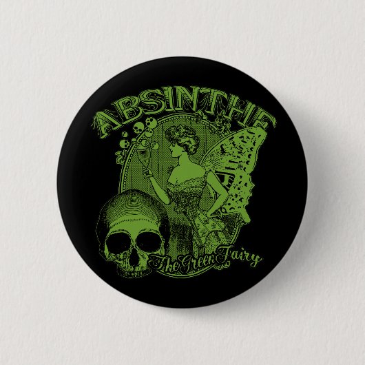 Absinthe Groene Fee Vrouw Ronde Button 5,7 Cm (Voorkant)