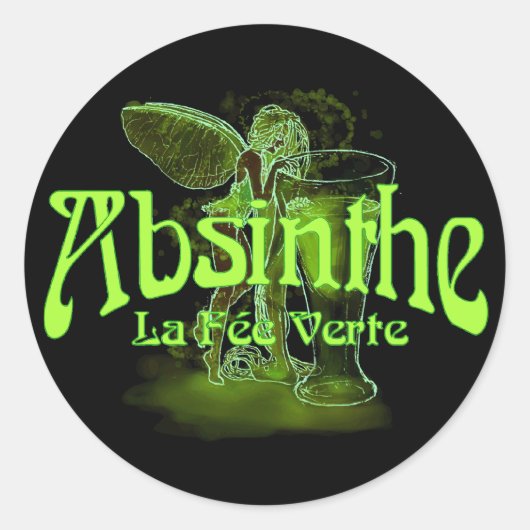 Absinthe La Fee verte faire with Glass Ronde Sticker (Voorkant)