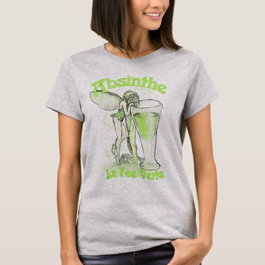 Absinthe La Fee Verte Fee met Glas T-shirt (Voorkant)