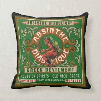 Absinthe Label Black Pillow Kussen