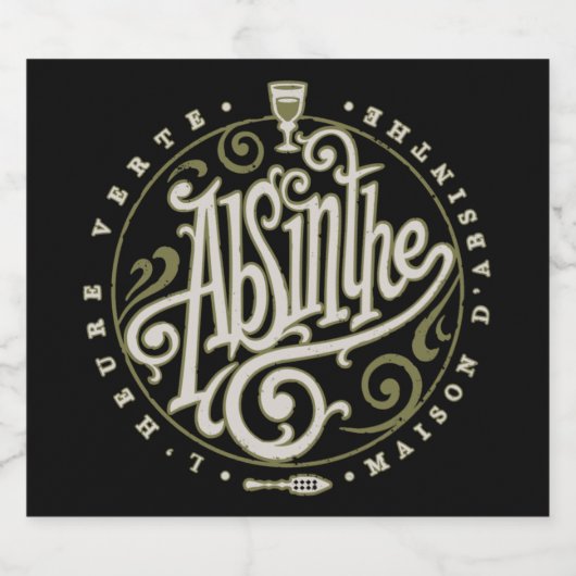 Absinthe Label Likeurfles Etiket (Enkel label)