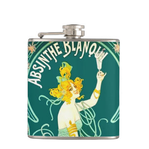 Absinthe Lady Liqueur Art Nouveau Label Heupfles