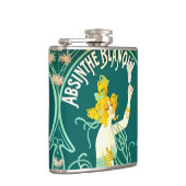  Absinthe Lady Liqueur Art Nouveau Label Heupfles (Rechts)