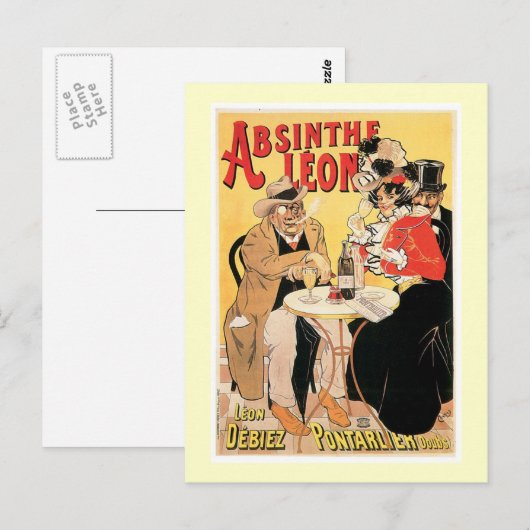 Absinthe Leon  Drink en kunst Briefkaart (Voorkant / Achterkant)