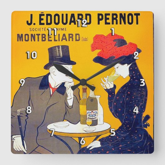 Absinthe, Leonetto Cappiello Fine Vintage Vierkante Klok (Voorkant)