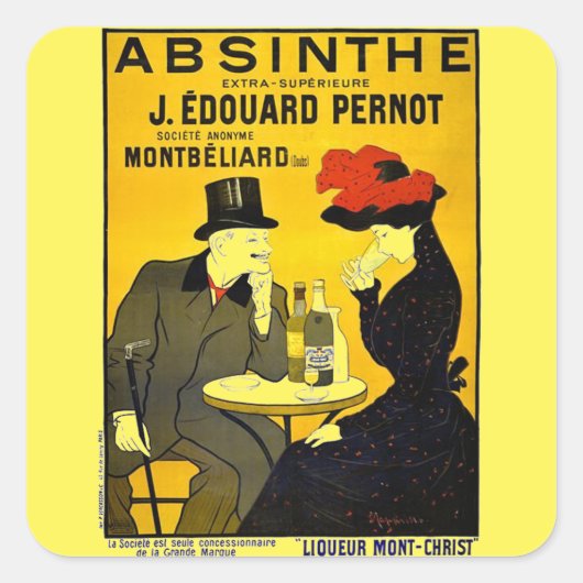 Absinthe Leonetto Cappiello  reclame Vierkante Sticker (Voorkant)