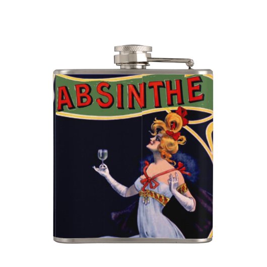  Absinthe Liqueur Art Nouveau Label Flask Heupfles (Achterkant)