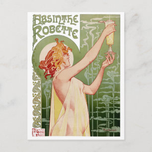 Absinthe Robette 1896 Vintage Poster teruggezet Briefkaart