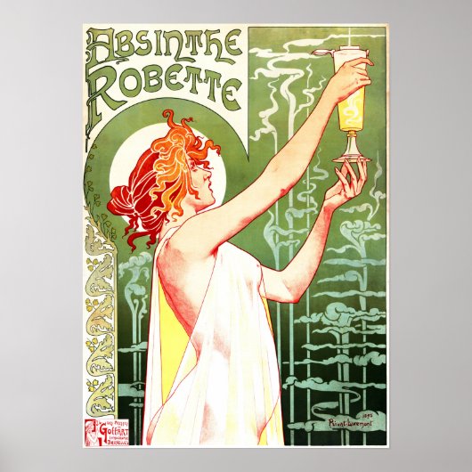 ABSINTHE ROBETTE Henri Privat Livemont Art Nouveau Poster (Voorkant)