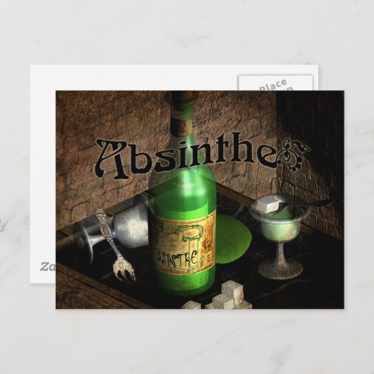 Absinthe Tray stille leven Briefkaart (Voorkant / Achterkant)