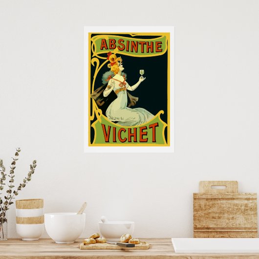 Absinthe Vichet, modern art nouveau Poster (Keuken)