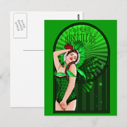 absinthe Victoriaans green fee briefkaart (Voorkant / Achterkant)