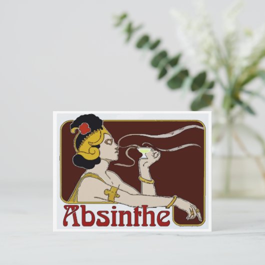 Absinthe, Vrouw Sipping Briefkaart (Staand voorkant)